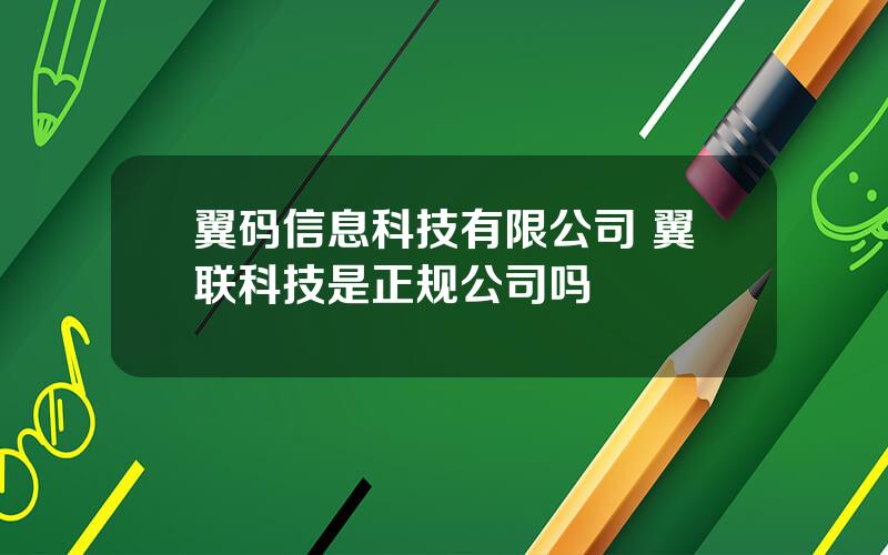 翼码信息科技有限公司 翼联科技是正规公司吗